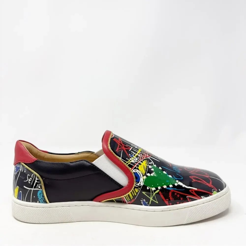 Christian Louboutin Masteralta Loubitag Patent Slip On Sneakers Womens Size 37.5